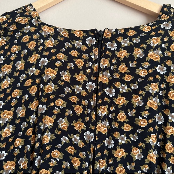 Vintage Diana Marco Fall Floral Long Sleeves Dress Size 14 - Picture 7 of 9